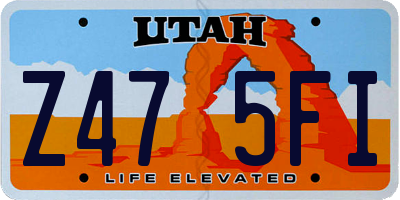 UT license plate Z475FI