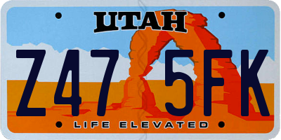 UT license plate Z475FK