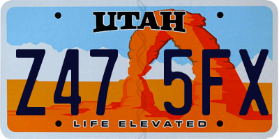 UT license plate Z475FX