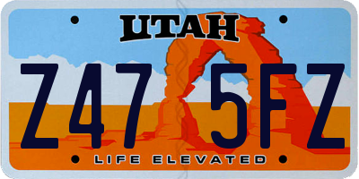 UT license plate Z475FZ