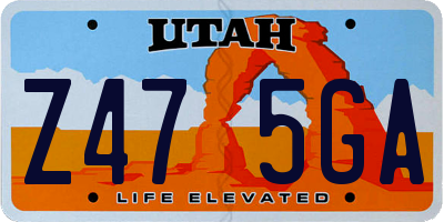 UT license plate Z475GA