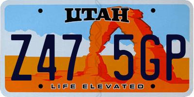 UT license plate Z475GP
