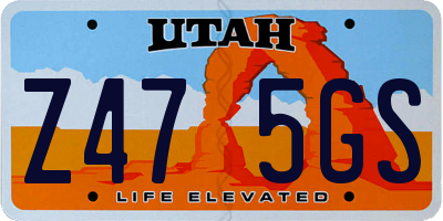 UT license plate Z475GS