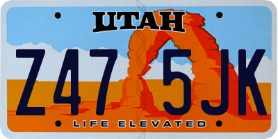 UT license plate Z475JK