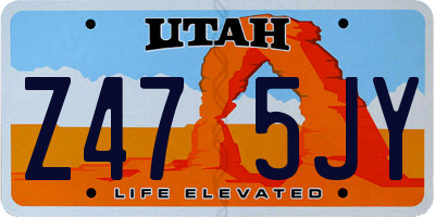 UT license plate Z475JY