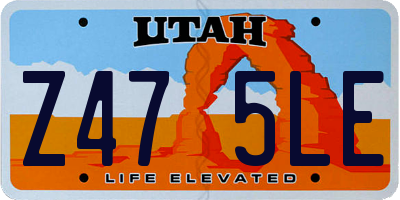 UT license plate Z475LE