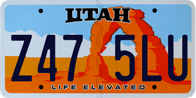 UT license plate Z475LU
