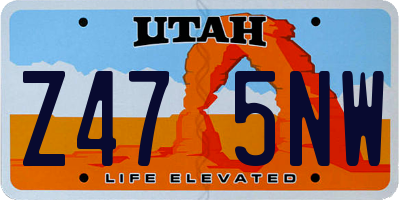 UT license plate Z475NW