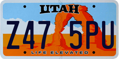 UT license plate Z475PU