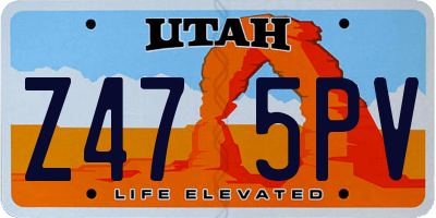 UT license plate Z475PV