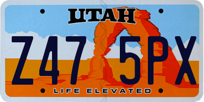 UT license plate Z475PX