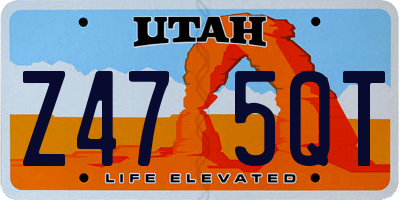 UT license plate Z475QT