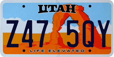 UT license plate Z475QY
