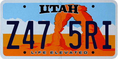UT license plate Z475RI