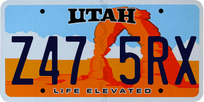 UT license plate Z475RX