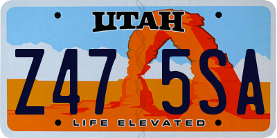 UT license plate Z475SA