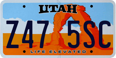 UT license plate Z475SC