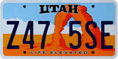 UT license plate Z475SE