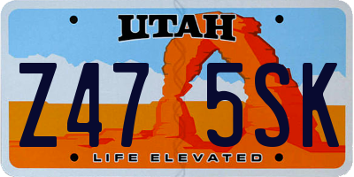 UT license plate Z475SK