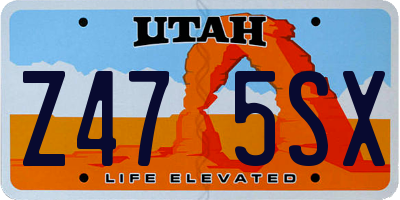 UT license plate Z475SX