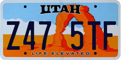 UT license plate Z475TF