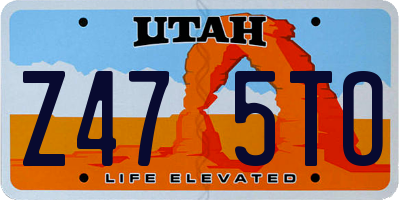 UT license plate Z475TO