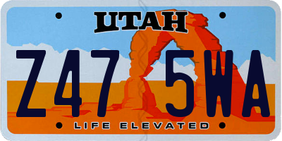 UT license plate Z475WA