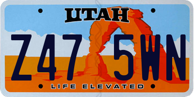 UT license plate Z475WN