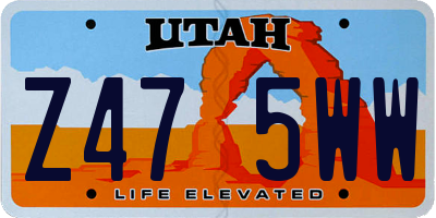UT license plate Z475WW