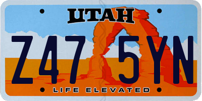 UT license plate Z475YN