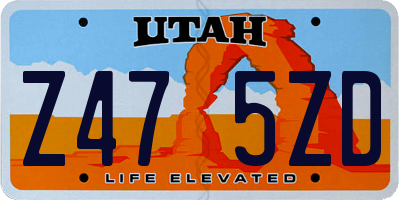 UT license plate Z475ZD