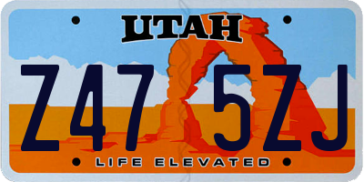 UT license plate Z475ZJ