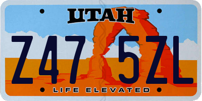 UT license plate Z475ZL
