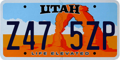 UT license plate Z475ZP