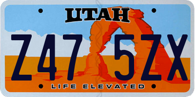 UT license plate Z475ZX