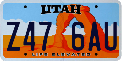 UT license plate Z476AU
