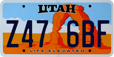 UT license plate Z476BF