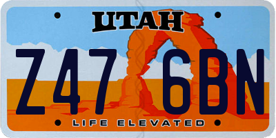 UT license plate Z476BN