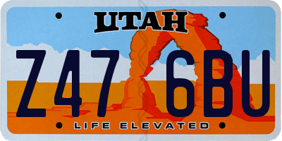 UT license plate Z476BU