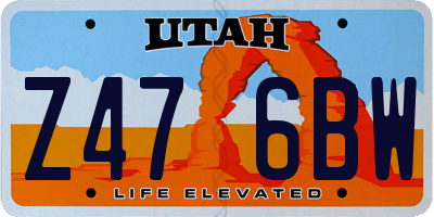 UT license plate Z476BW