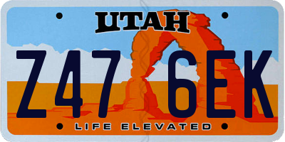 UT license plate Z476EK