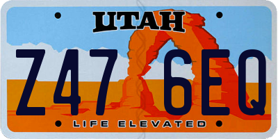 UT license plate Z476EQ