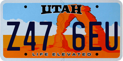 UT license plate Z476EU