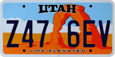 UT license plate Z476EV