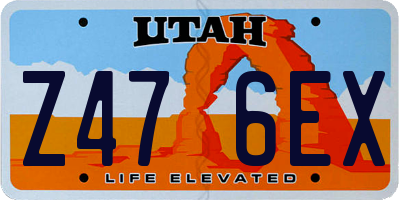 UT license plate Z476EX