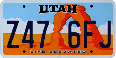 UT license plate Z476FJ