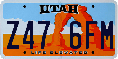 UT license plate Z476FM