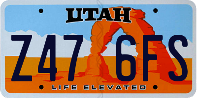UT license plate Z476FS