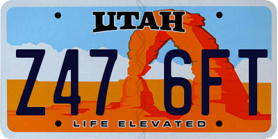 UT license plate Z476FT
