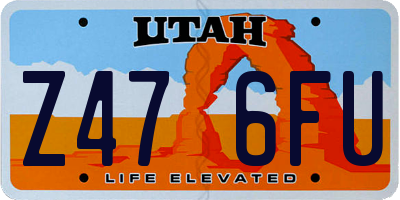 UT license plate Z476FU